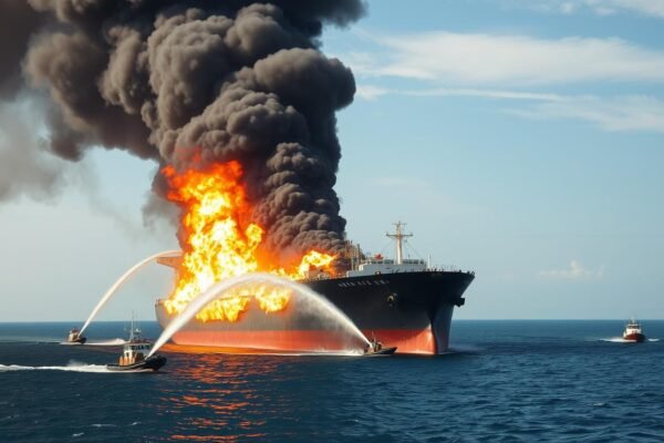 Kapal Tanker Terbakar di Perairan Balikpapan, Tim Pemadam Dikerahkan